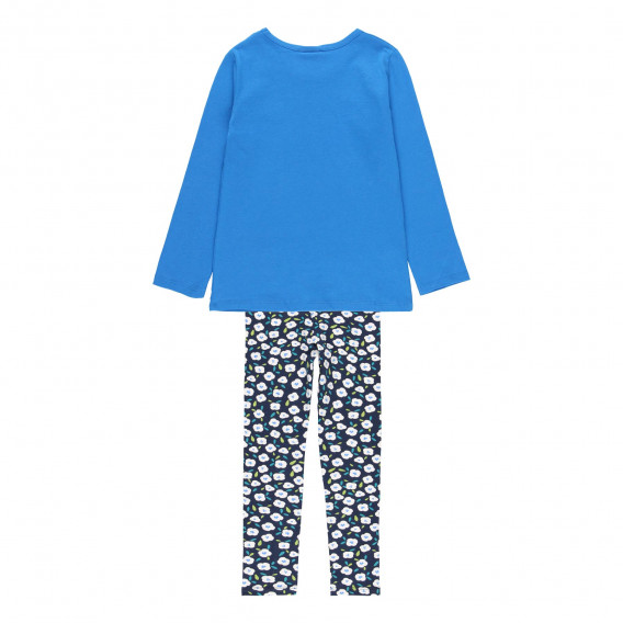 Памучен комплект блуза с дълъг ръкав и клин, сини Boboli 219169 2