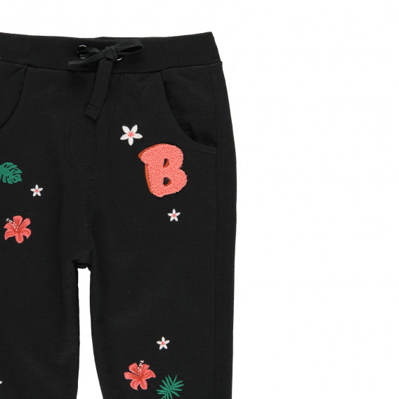Памучен панталон с флорална щампа, черен Boboli 219203 3