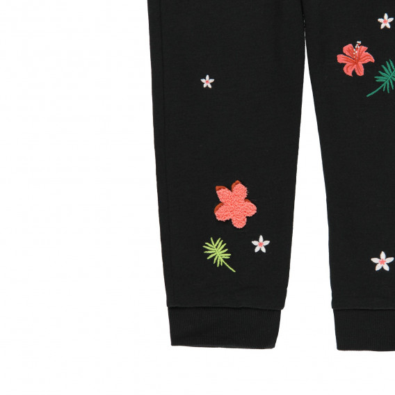 Памучен панталон с флорална щампа, черен Boboli 219204 4