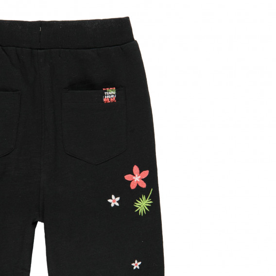 Памучен панталон с флорална щампа, черен Boboli 219205 5
