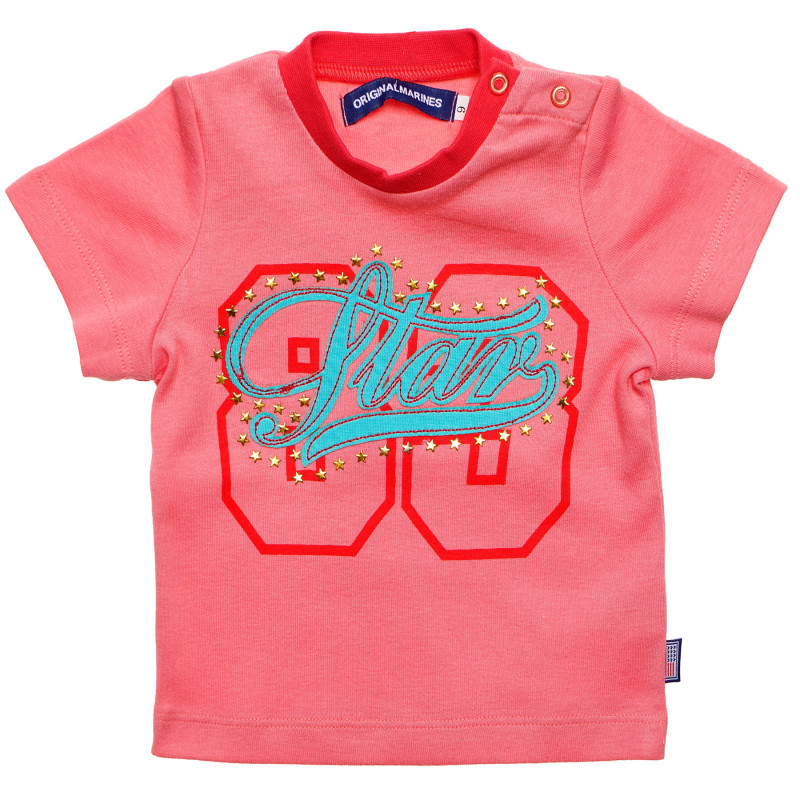 Памучна тениска за бебе за момиче розова  219336