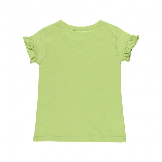 Памучна тениска с къдрички в края на ръкавите, зелена Boboli 219424 2