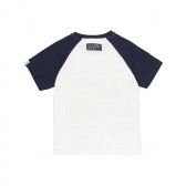 Памучна тениска със сини ръкави, бяла Boboli 219450 2