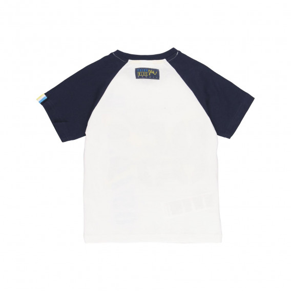 Памучна тениска със сини ръкави, бяла Boboli 219450 2