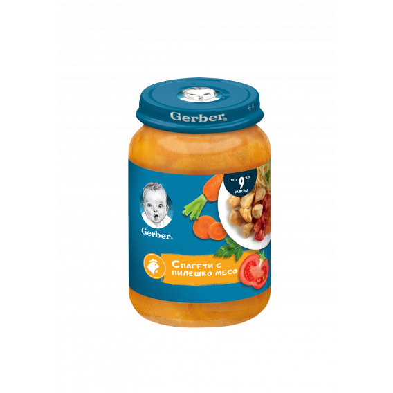 Пюре Спагети с пилешко месо Nestle Gerber, 9+ месеца, бурканче 190 гр. Gerber 219899 