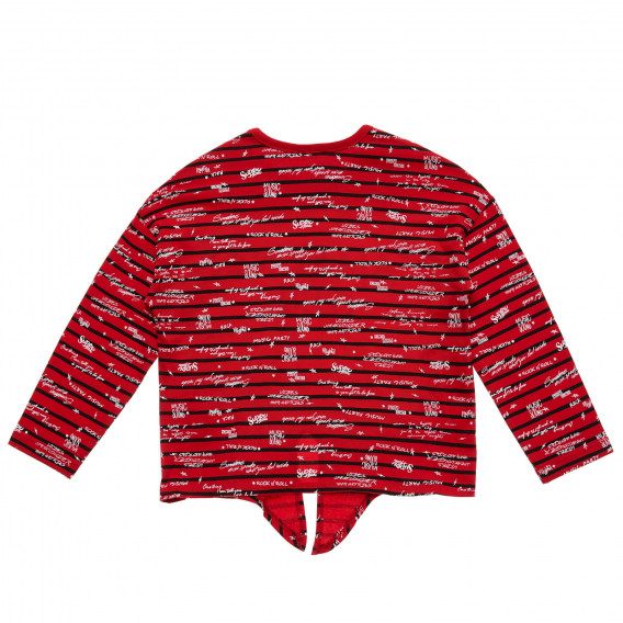 Памучна блуза с червено-черно райе и графичен принт Benetton 220983 4