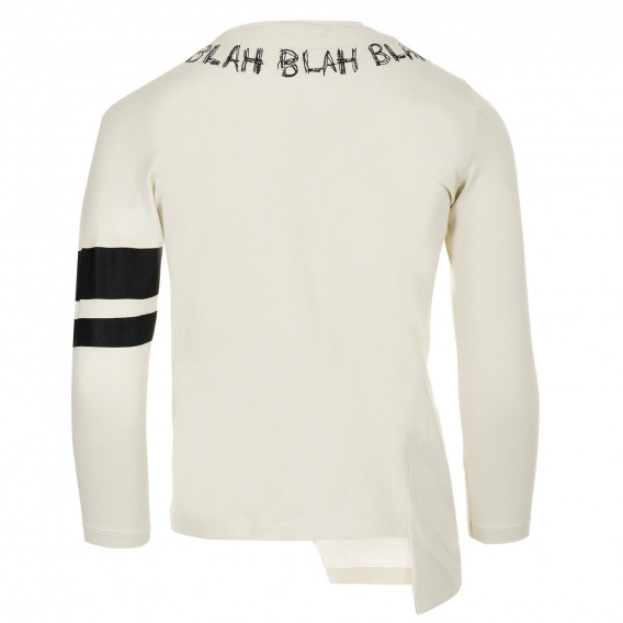 Асиметрична памучна блуза с черни акценти, бяла Benetton 221024 4