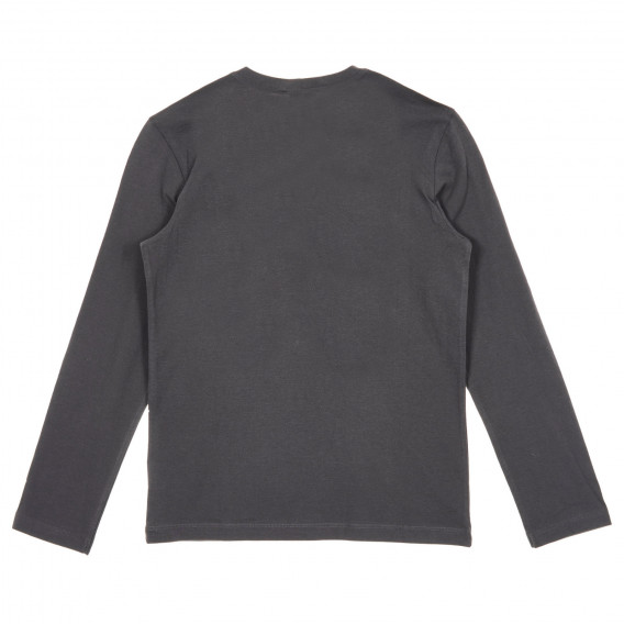 Памучна блуза с апликация от пайети, тъмно сива Benetton 221042 5