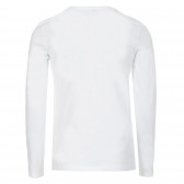 Памучна блуза с надпис и флорален принт, бяла Benetton 221069 4