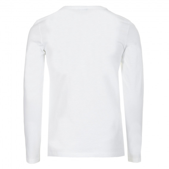 Памучна блуза с надпис и флорален принт, бяла Benetton 221069 4