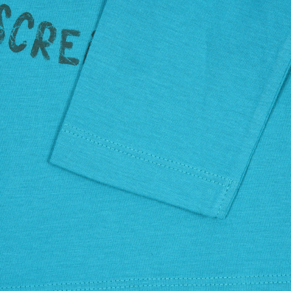 Памучна блуза с щампа на куче, синя Benetton 221093 3