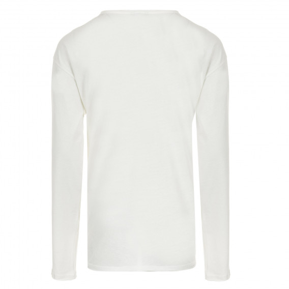 Памучна блуза с камъчета, бяла Benetton 221161 4