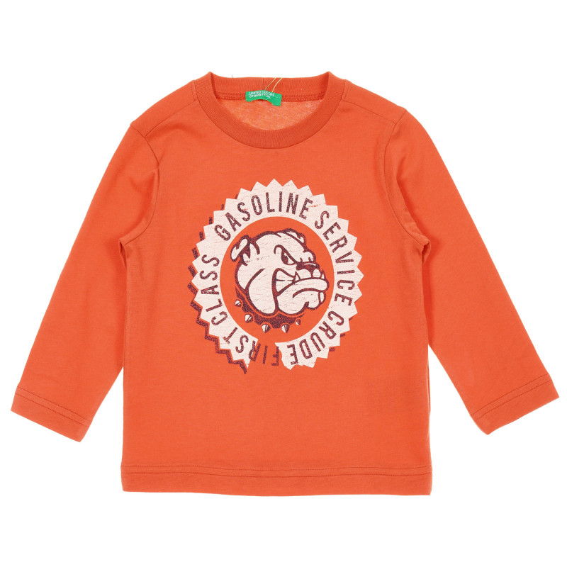 Памучна блуза с щампа за бебе, оранжева  221171