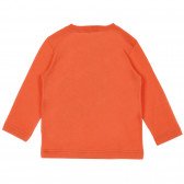 Памучна блуза с щампа за бебе, оранжева Benetton 221174 4