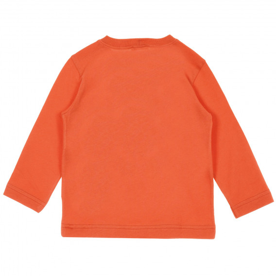 Памучна блуза с щампа за бебе, оранжева Benetton 221174 4