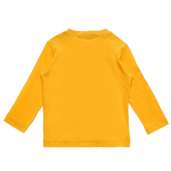 Памучна блуза с надпис Competition за бебе, оранжева Benetton 221178 4