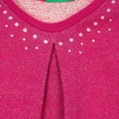 Плетена туника с къдрички, розова Benetton 221192 2