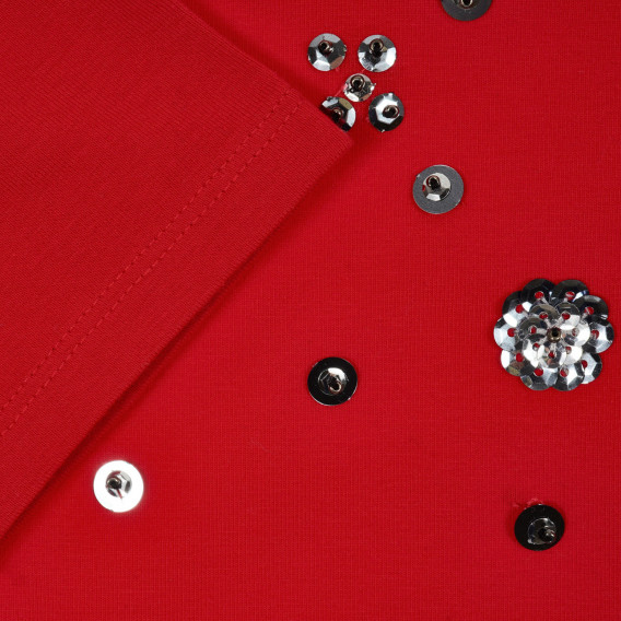 Блуза с апликация от пайети, червена Benetton 221205 3