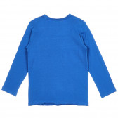 Памучна блуза с надпис за бебе, синя Benetton 221230 4
