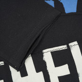 Памучна блуза с дълъг ръкав и надпис, черна Benetton 221249 3