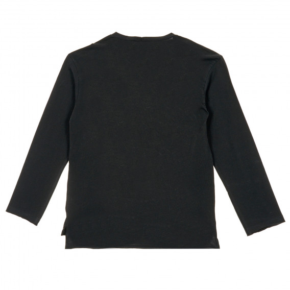 Памучна блуза с дълъг ръкав и надпис, черна Benetton 221250 4
