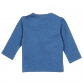 Памучна блуза с надпис Derby of the local heroes за бебе, синя Benetton 221254 4