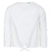Памучна блуза с дълъг ръкав и копчета, бяла Benetton 221271 