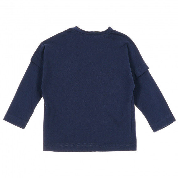 Памучна блуза с дълъг ръкав и графичен принт за бебе, тъмно синя Benetton 221302 4
