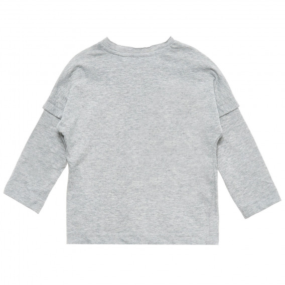 Памучна блуза с дълъг ръкав и графичен принт за бебе, сива Benetton 221306 4