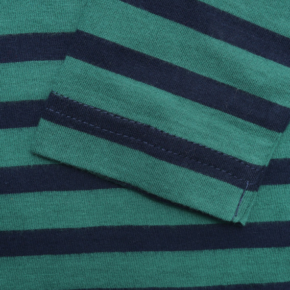 Памучна блуза с дълъг ръкав в синьо и зелено райе Benetton 221325 7