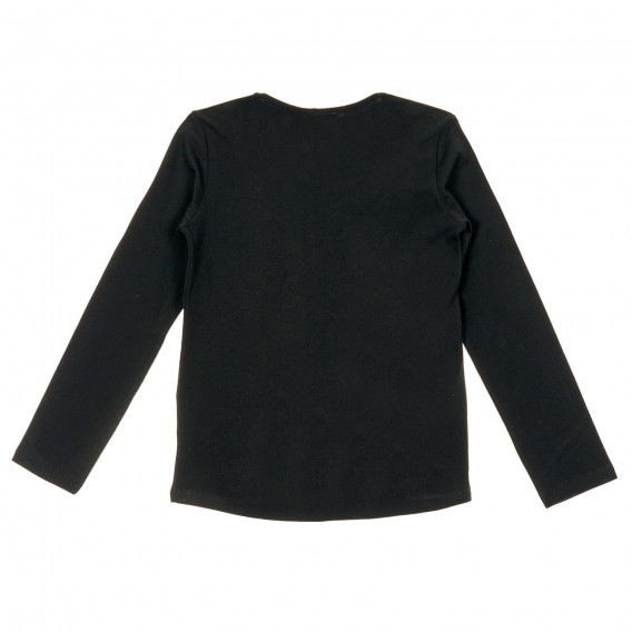 Памучна блуза с дълъг ръкав и надпис So let's Rock, черна Benetton 221354 4