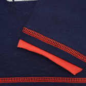 Памучна блуза с щампа и оранжеви акценти, синя Benetton 221362 3