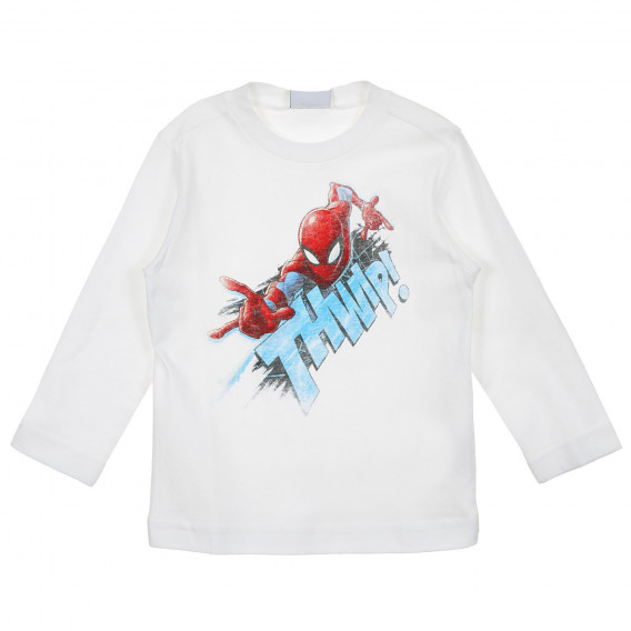 Памучна блуза с щампа на Spiderman, бяла Benetton 221363 