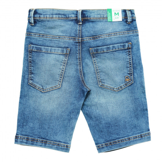 Дънков къс панталон с износен ефект, син Benetton 221444 3