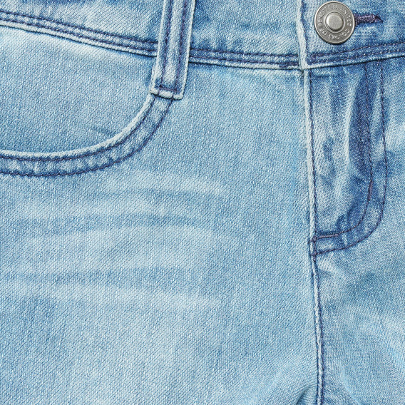 Дънков къс панталон с износен ефект за бебе, светло син Benetton 221471 2