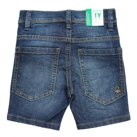 Дънков къс панталон с износен ефект за бебе, син Benetton 221479 3