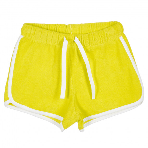 Памучен къс панталон с бели кантове, жълт Benetton 221489 