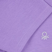 Къс памучен клин с бродирано лого на марката, лилав Benetton 221494 2