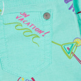 Памучни къси панталони с графичен принт за бебе, светло сини Benetton 221503 3