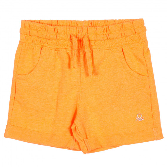 Памучен къс панталон с подгънати крачоли за бебе, оранжев Benetton 221533 