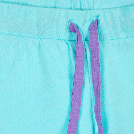Памучни къси панталони със лилави кантове за бебе, светло сини Benetton 221558 2