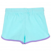 Памучни къси панталони със лилави кантове за бебе, светло сини Benetton 221560 4