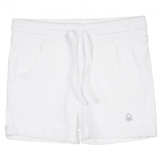 Памучен къс панталон с подгънати крачоли, бял Benetton 221577 
