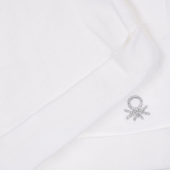 Памучен къс панталон с подгънати крачоли, бял Benetton 221579 3