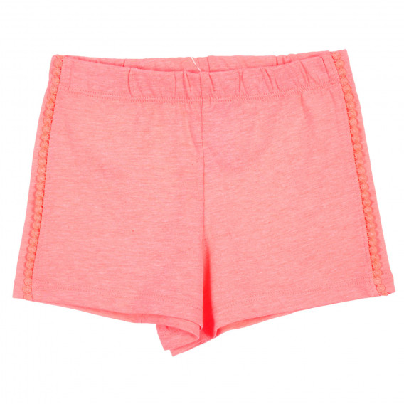 Памучен къс панталон с декоративни кантове, розов Benetton 221592 