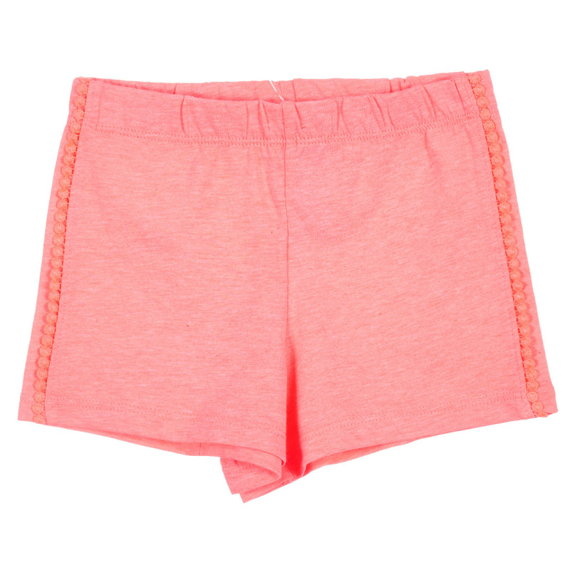 Памучен къс панталон с декоративни кантове, розов  221592