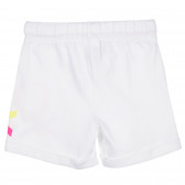 Памучни къси панталони с цветно лого на бранда, бели Benetton 221603 4