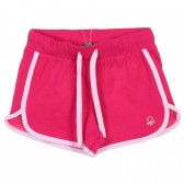 Памучни къси панталони със светло розови кантове Benetton 221688 