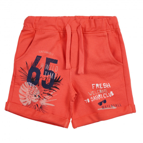 Памучен къс панталон с подгънати крачоли, оранжев Benetton 221779 