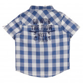 Памучна карирана риза за бебе в бяло и синьо Benetton 221802 3